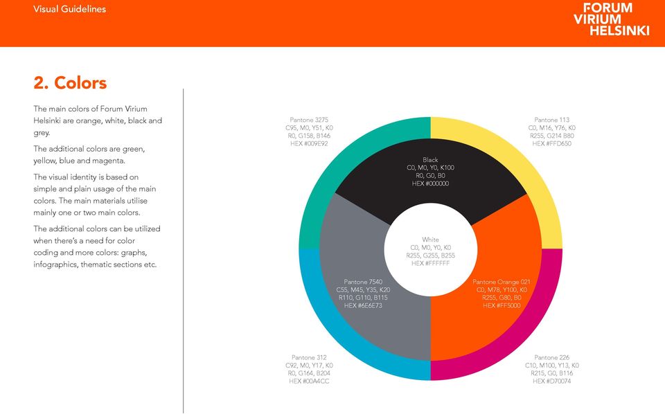 The additional colors can be utilized when there s a need for color coding and more colors: graphs, infographics, thematic sections etc.