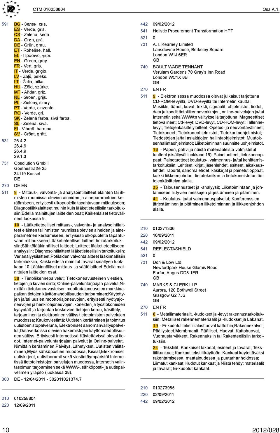 SK - Zelená farba, sivá farba. SL - Zelena, siva. FI - Vihreä, harmaa. SV - Grönt, grått. 26.4.2 26.4.6 26.4.9 29.1.