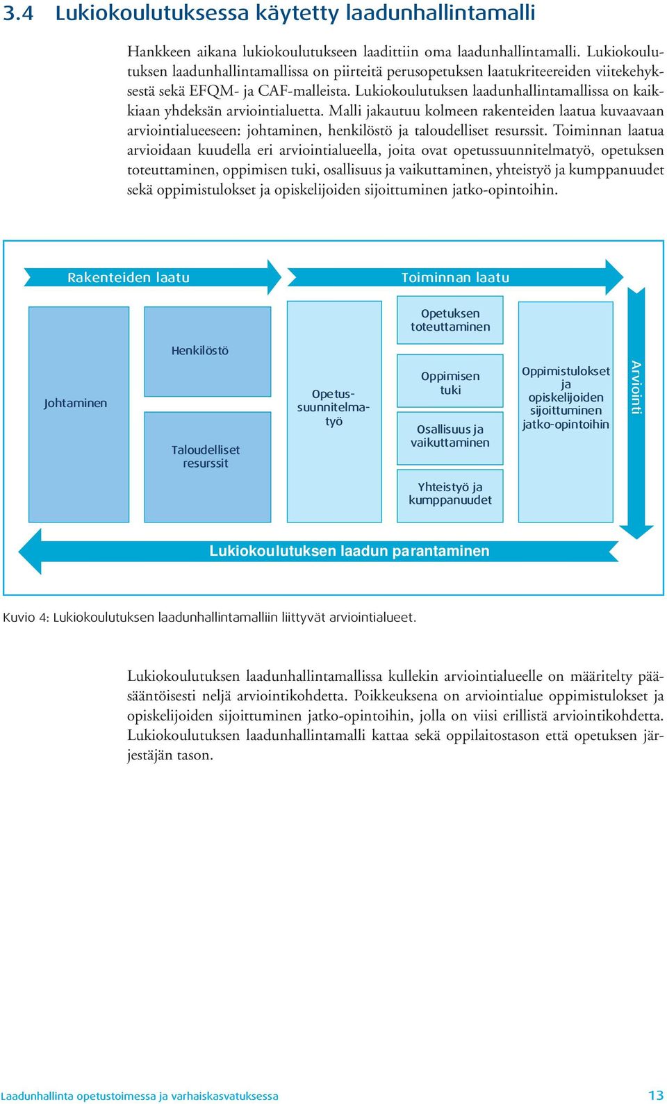 Lukiokoulutuksen laadunhallintamallissa on kaikkiaan yhdeksän arviointialuetta.