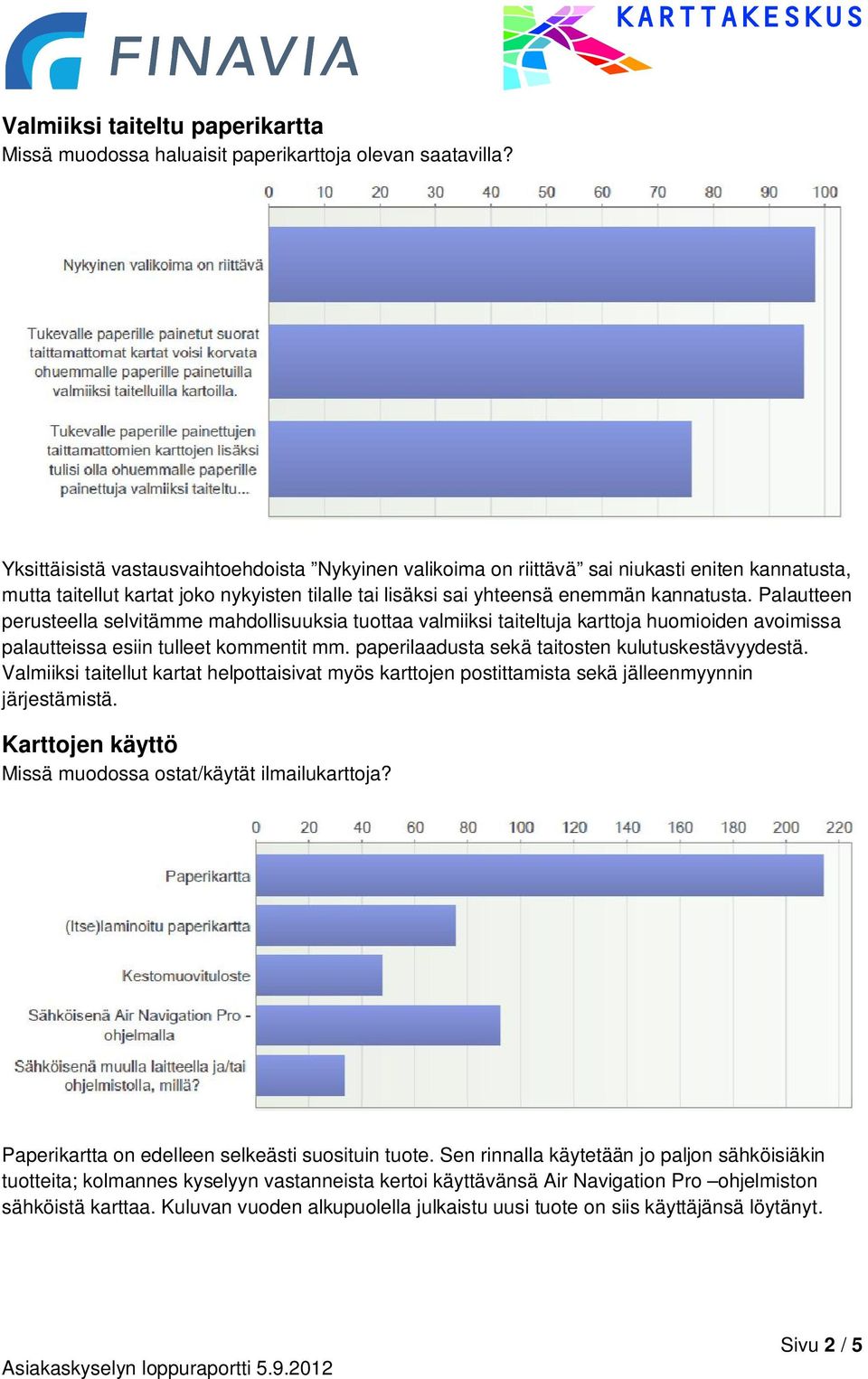 Palautteen perusteella selvitämme mahdollisuuksia tuottaa valmiiksi taiteltuja karttoja huomioiden avoimissa palautteissa esiin tulleet kommentit mm.