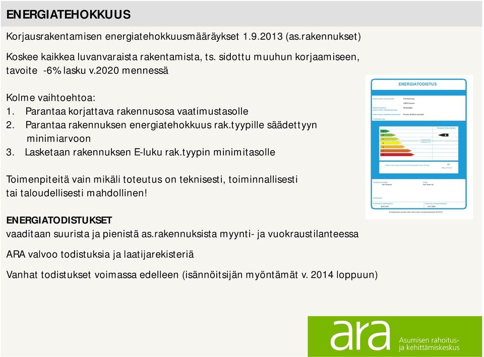 tyypille säädettyyn minimiarvoon 3. Lasketaan rakennuksen E-luku rak.