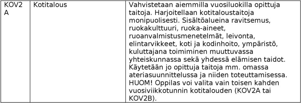 ympäristö, kuluttajana toimiminen muuttuvassa yhteiskunnassa sekä yhdessä elämisen taidot. Käytetään jo opittuja taitoja mm.