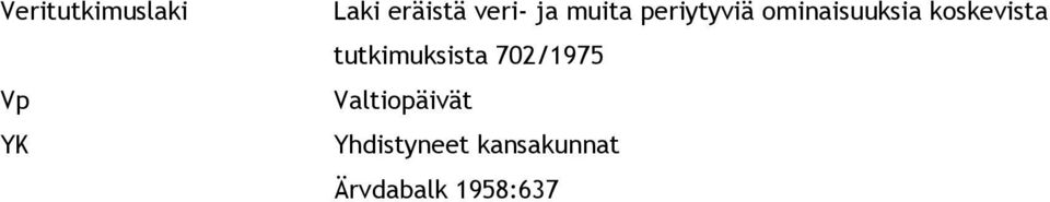koskevista tutkimuksista 702/1975