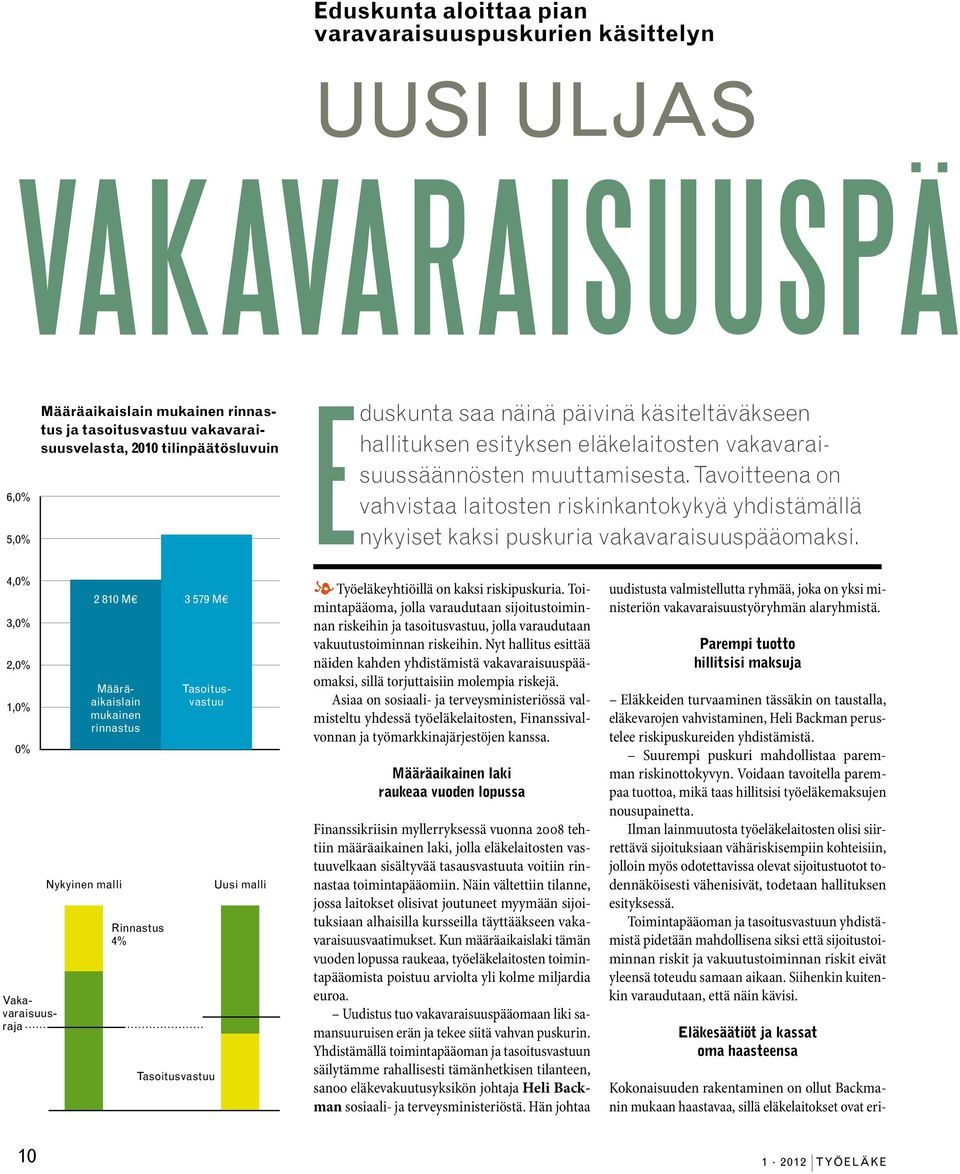 Tavoitteena on vahvistaa laitosten riskinkantokykyä yhdistämällä nykyiset kaksi puskuria vakavaraisuuspääomaksi.