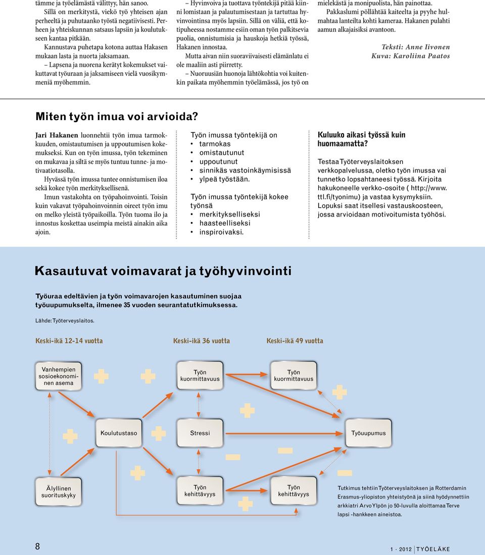 Lapsena ja nuorena kerätyt kokemukset vaikuttavat työuraan ja jaksamiseen vielä vuosikymmeniä myöhemmin.