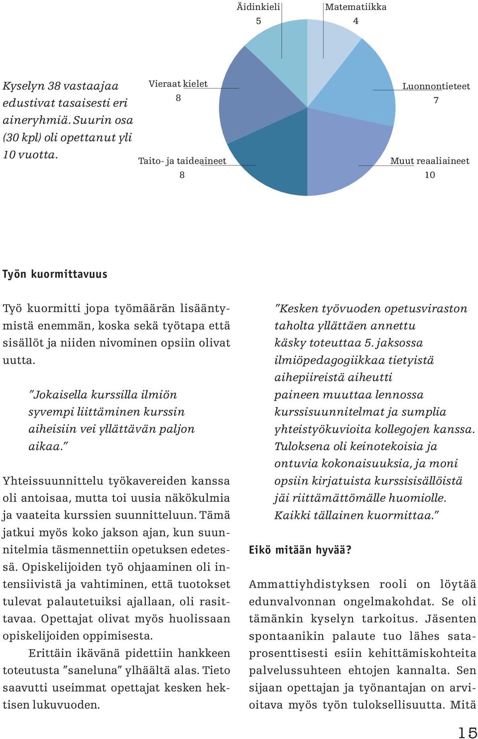 uutta. Jokaisella kurssilla ilmiön syvempi liittäminen kurssin aiheisiin vei yllättävän paljon aikaa.