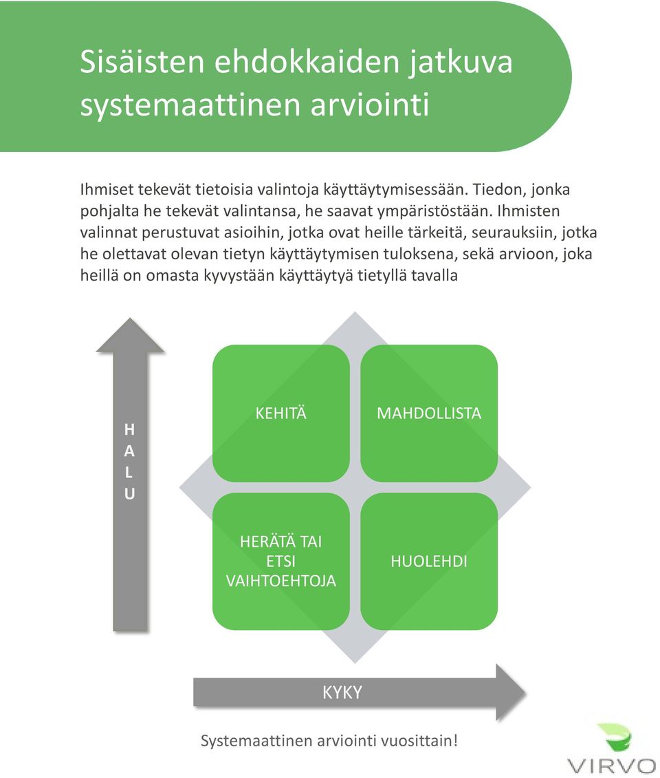 Ihmisten valinnat perustuvat asioihin, jotka ovat heille tärkeitä, seurauksiin, jotka he olettavat olevan tietyn