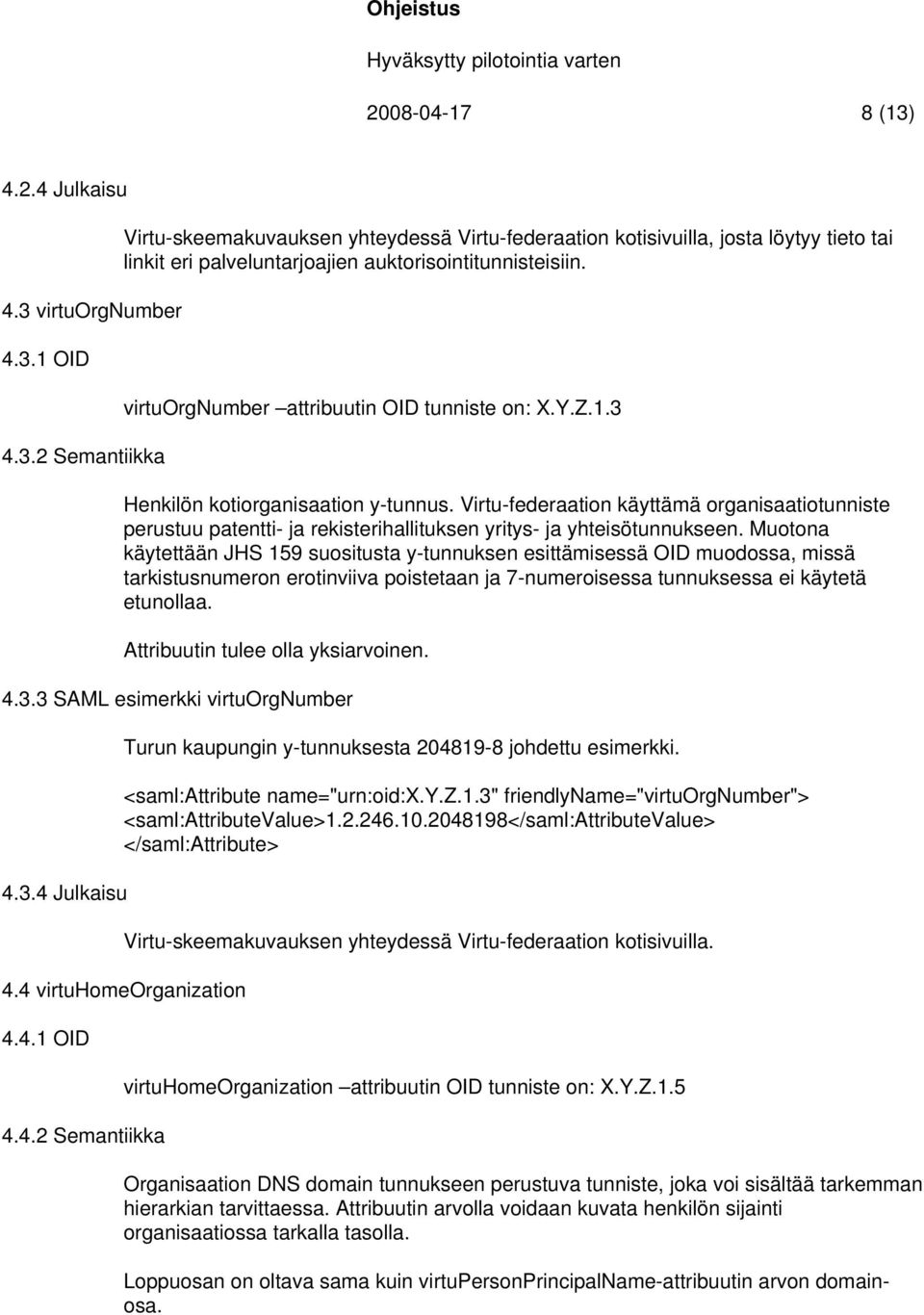 Virtu-federaation käyttämä organisaatiotunniste perustuu patentti- ja rekisterihallituksen yritys- ja yhteisötunnukseen.