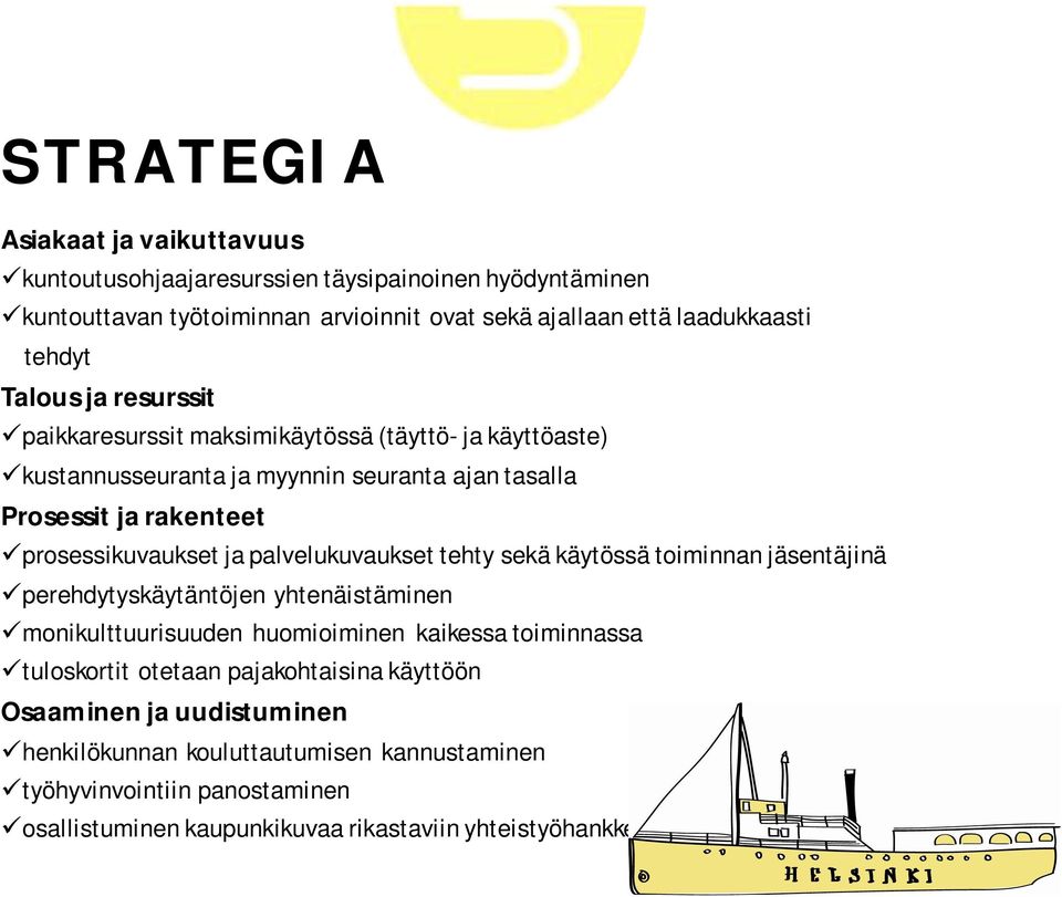 palvelukuvaukset tehty sekä käytössä toiminnan jäsentäjinä perehdytyskäytäntöjen yhtenäistäminen monikulttuurisuuden huomioiminen kaikessa toiminnassa tuloskortit otetaan