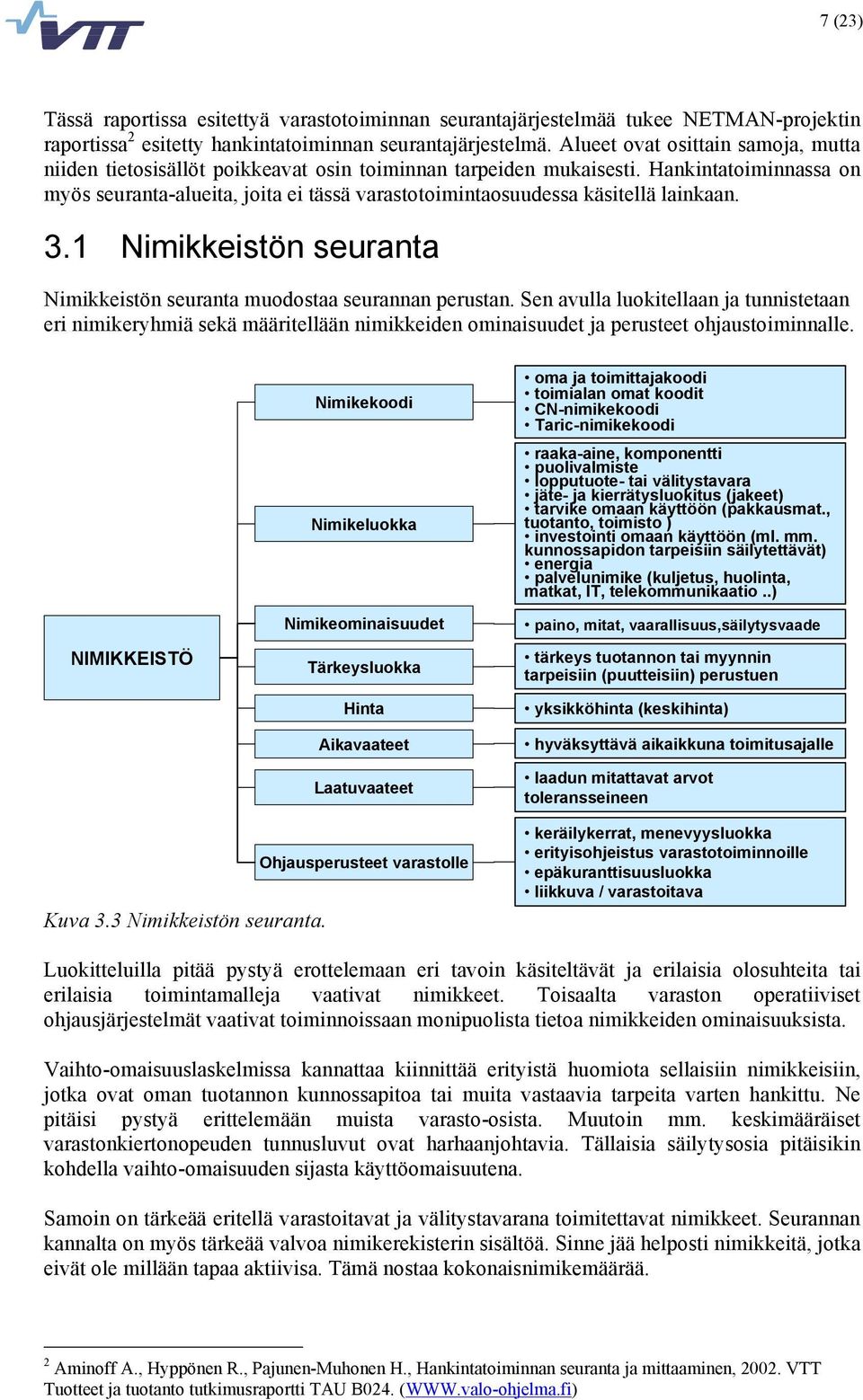 Hankintatoiminnassa on myös seuranta-alueita, joita ei tässä varastotoimintaosuudessa käsitellä lainkaan. 3.1 Nimikkeistön seuranta Nimikkeistön seuranta muodostaa seurannan perustan.