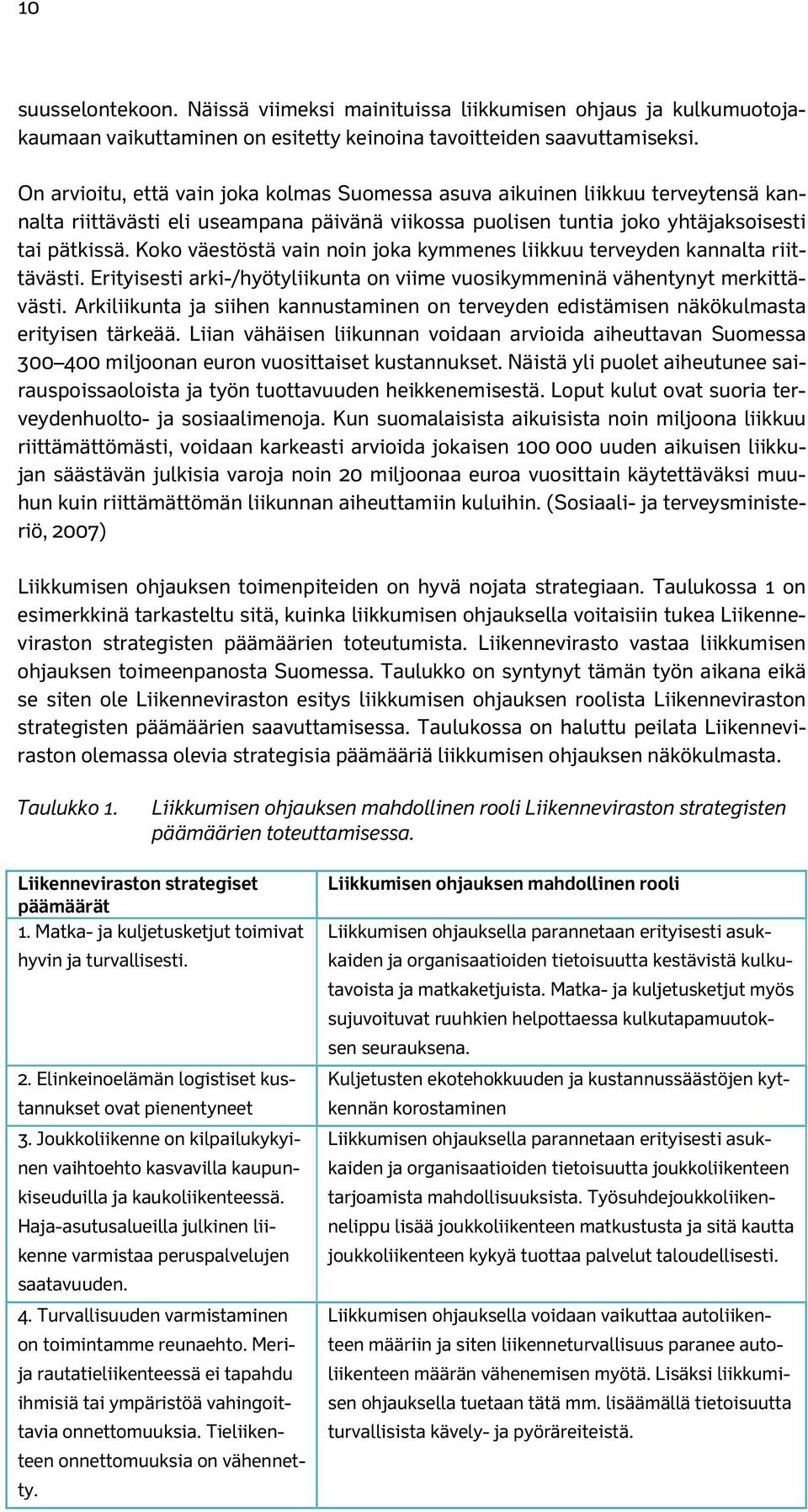 Koko väestöstä vain noin joka kymmenes liikkuu terveyden kannalta riittävästi. Erityisesti arki-/hyötyliikunta on viime vuosikymmeninä vähentynyt merkittävästi.