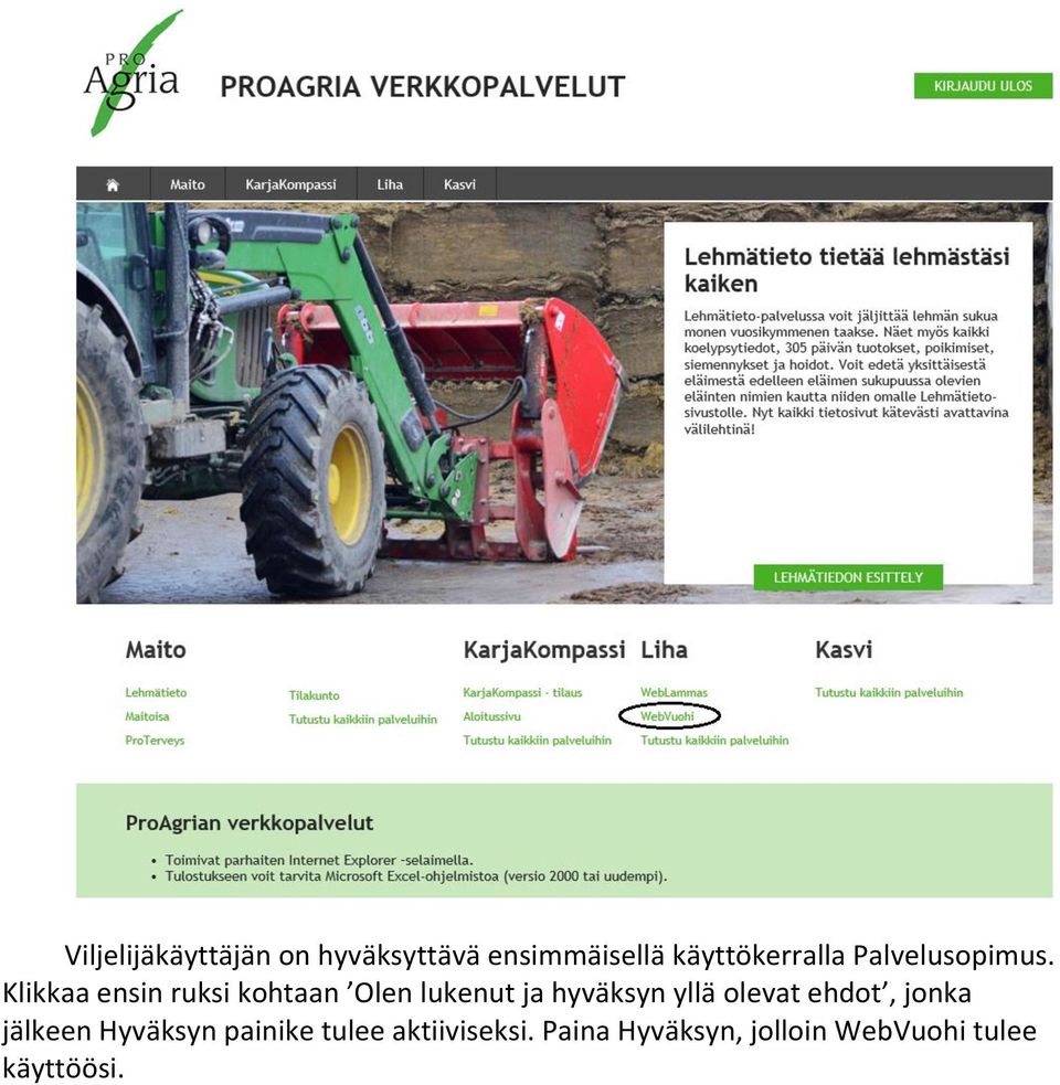 Klikkaa ensin ruksi kohtaan Olen lukenut ja hyväksyn yllä