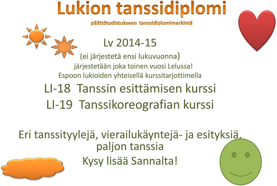 Espoon lukioiden yhteisellä kurssitarjottimella LI-18 Tanssin