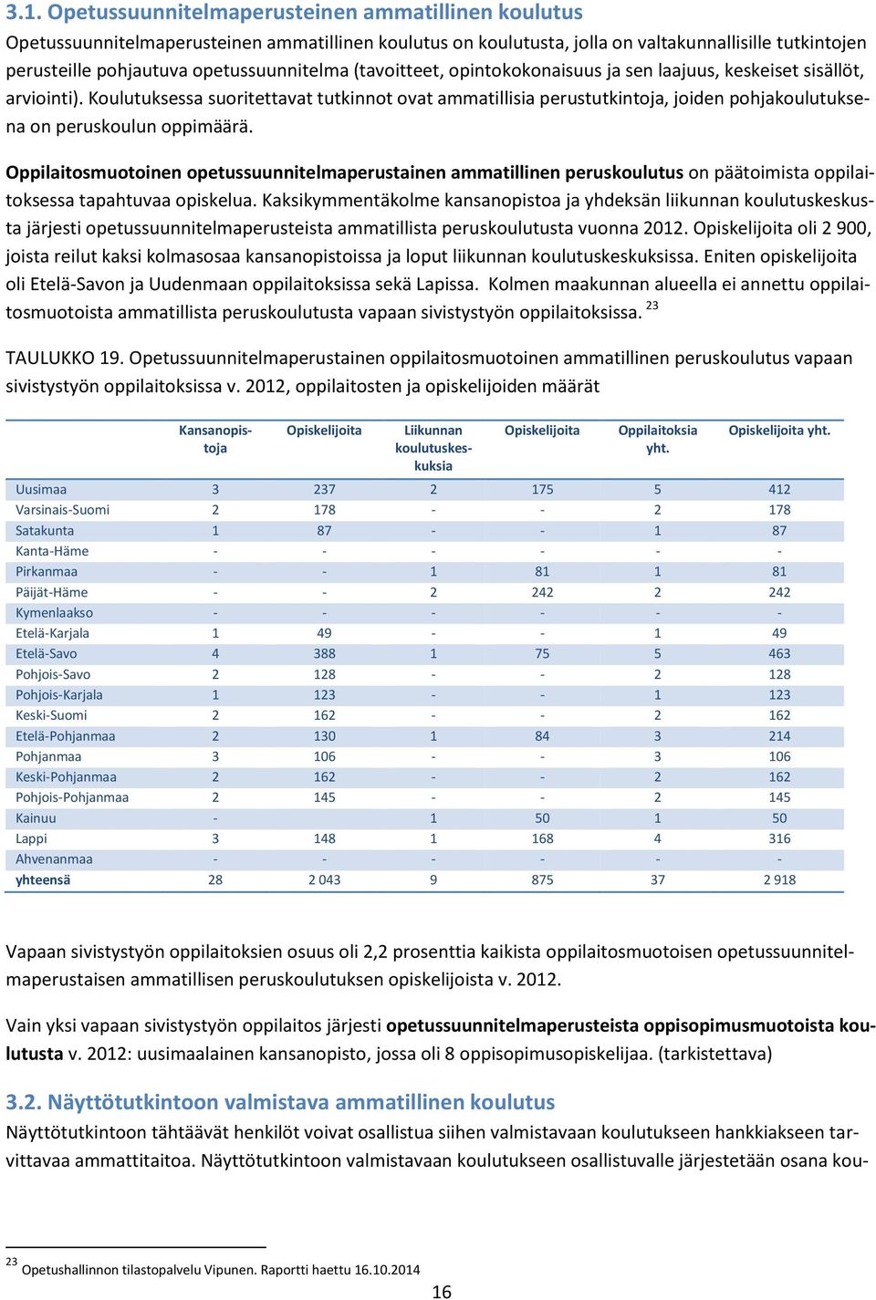 Koulutuksessa suoritettavat tutkinnot ovat ammatillisia perustutkintoja, joiden pohjakoulutuksena on peruskoulun oppimäärä.