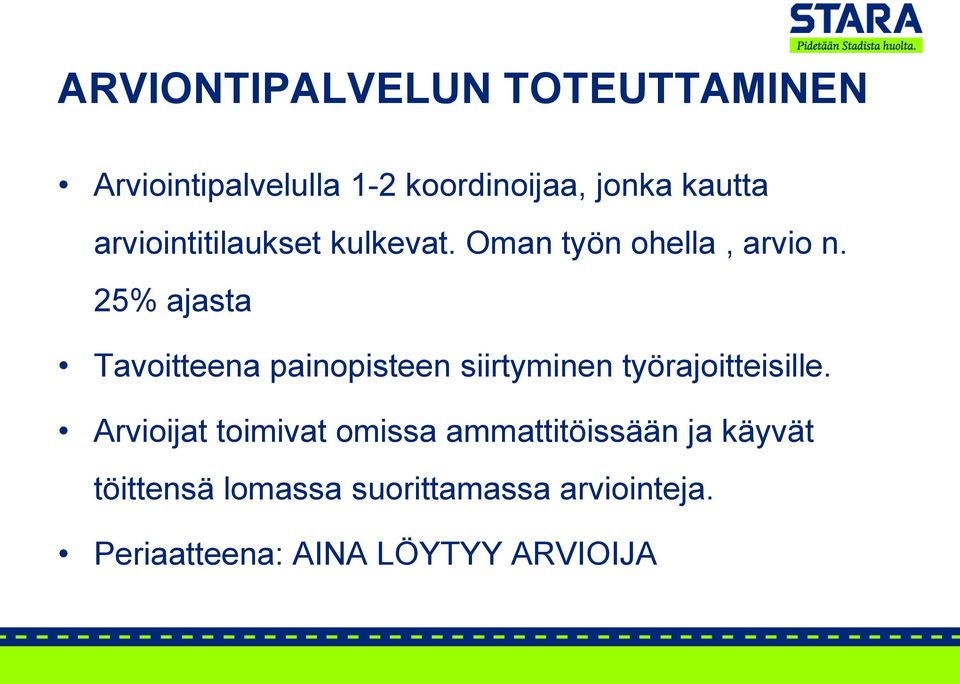 25% ajasta Tavoitteena painopisteen siirtyminen työrajoitteisille.