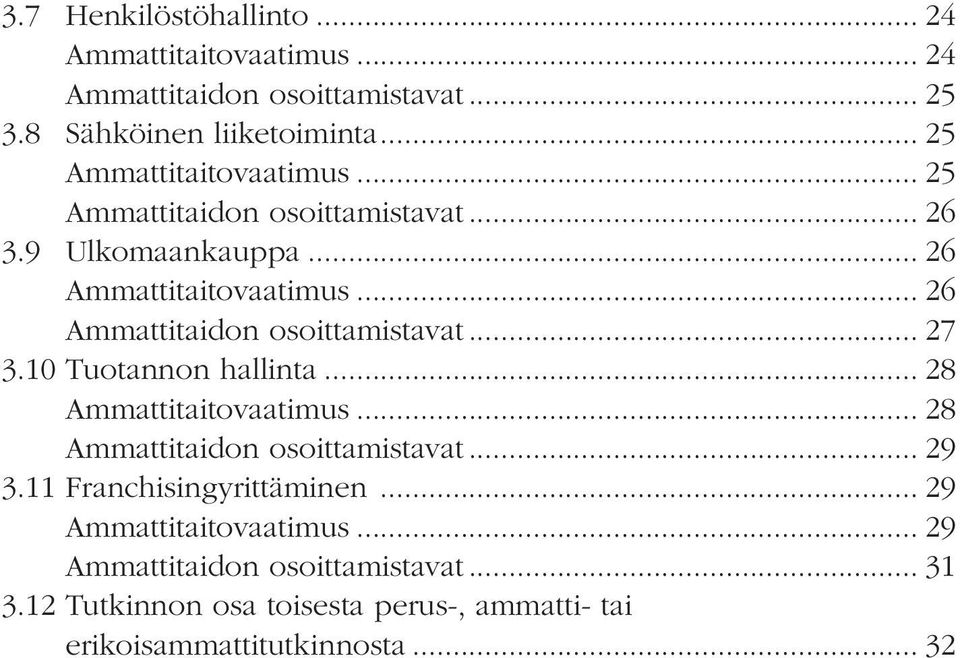 .. 26 Ammattitaidon osoittamistavat... 27 3.10 Tuotannon hallinta... 28 Ammattitaitovaatimus... 28 Ammattitaidon osoittamistavat... 29 3.