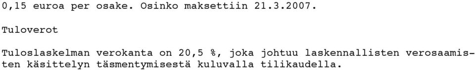 20,5 %, joka johtuu laskennallisten