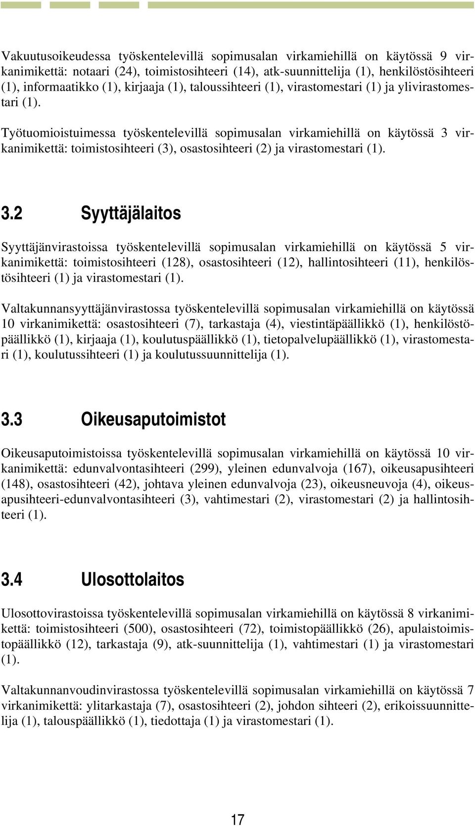 Työtuomioistuimessa työskentelevillä sopimusalan virkamiehillä on käytössä 3 