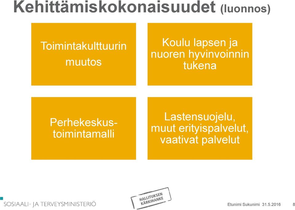 Perhekeskustoimintamalli Lastensuojelu, muut