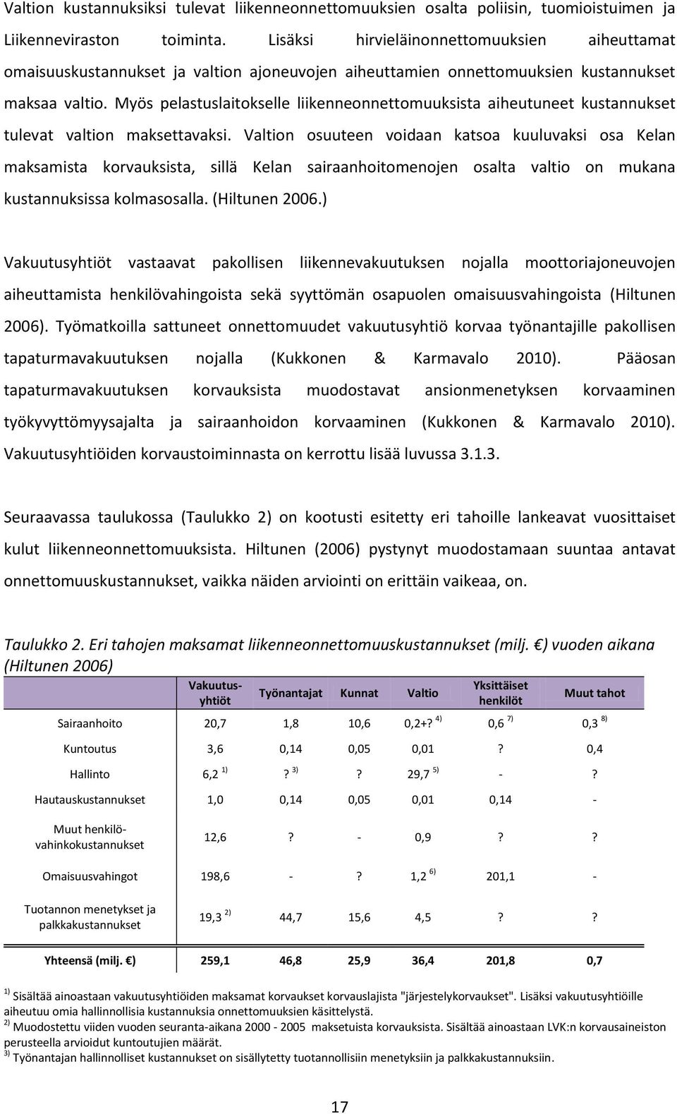 Myös pelastuslaitokselle liikenneonnettomuuksista aiheutuneet kustannukset tulevat valtion maksettavaksi.