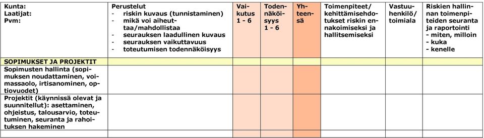 optiovuodet) Projektit (käynnissä olevat suunnitellut):