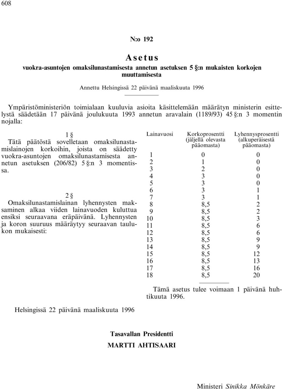 omaksilunastamislainojen korkoihin, joista on säädetty vuokra-asuntojen omaksilunastamisesta annetun asetuksen (206/82) 5 :n 3 momentissa.