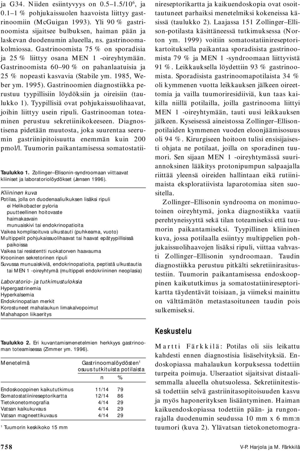 (puhkeama, vuoto) Multippelit pohjukaissuolihaavat tai haavat epätyypillisissä paikoissa Vaikea tai resistentti ruokatorven haavauma Krooninen sekretorinen ripuli Suvussa munuaiskiviä,