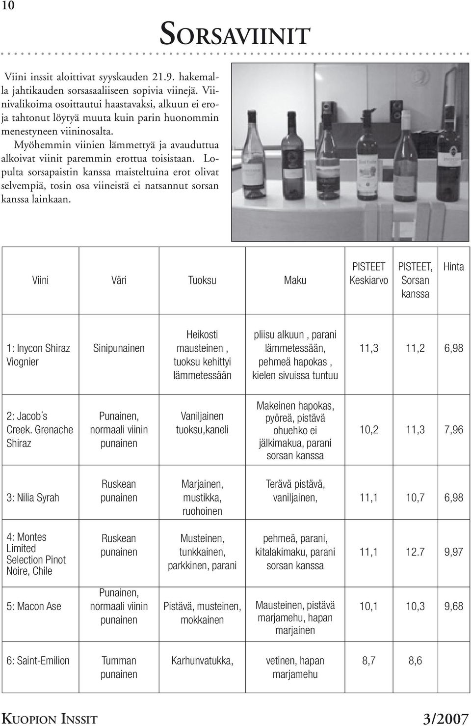 Myöhemmin viinien lämmettyä ja avauduttua alkoivat viinit paremmin erottua toisistaan.