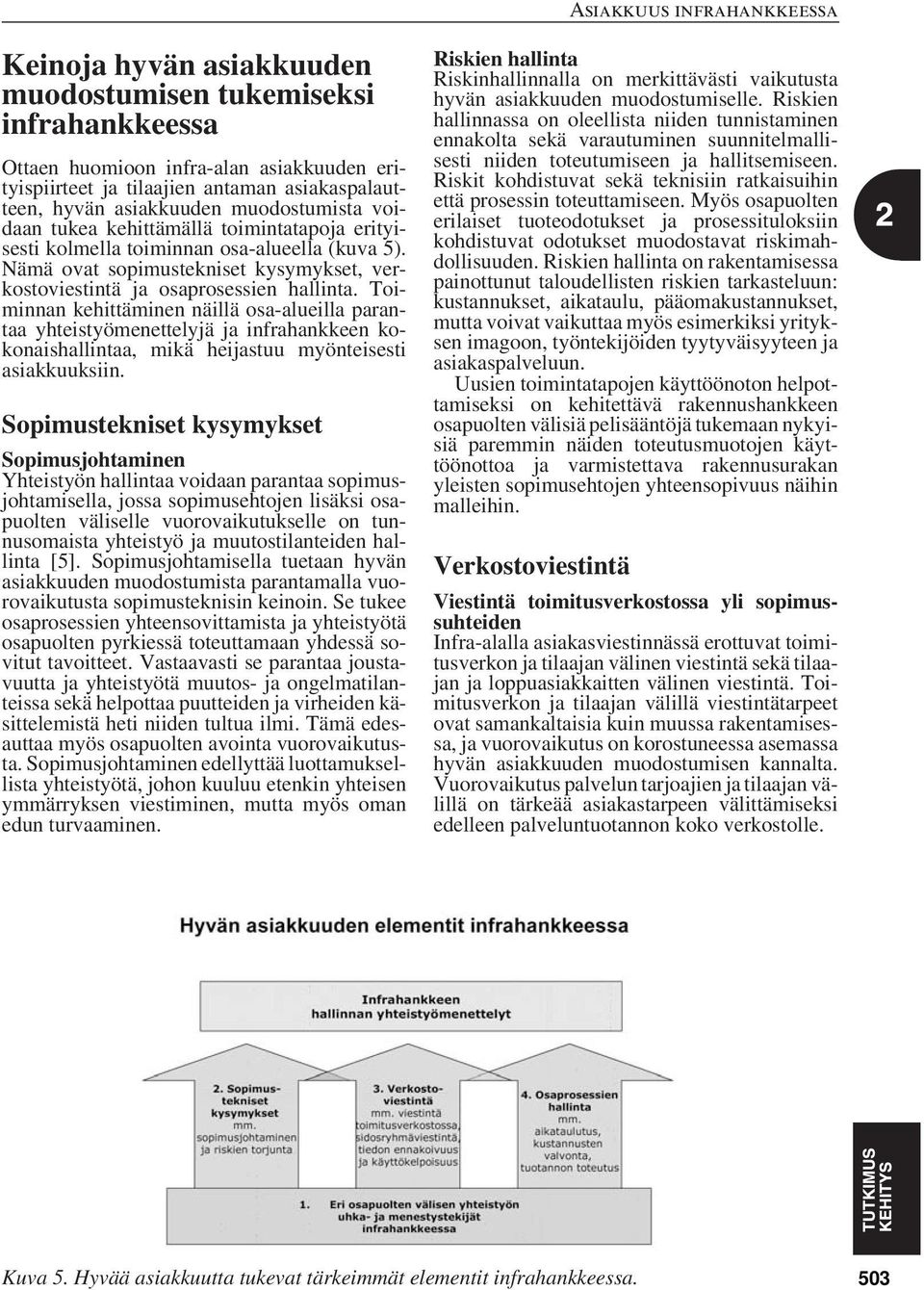 Toiminnan kehittäminen näillä osa-alueilla parantaa yhteistyömenettelyjä ja infrahankkeen kokonaishallintaa, mikä heijastuu myönteisesti asiakkuuksiin.