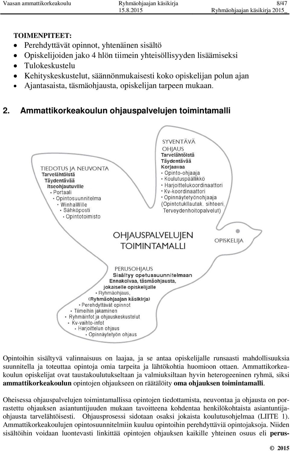 Ammattikorkeakoulun ohjauspalvelujen toimintamalli Opintoihin sisältyvä valinnaisuus on laajaa, ja se antaa opiskelijalle runsaasti mahdollisuuksia suunnitella ja toteuttaa opintoja omia tarpeita ja