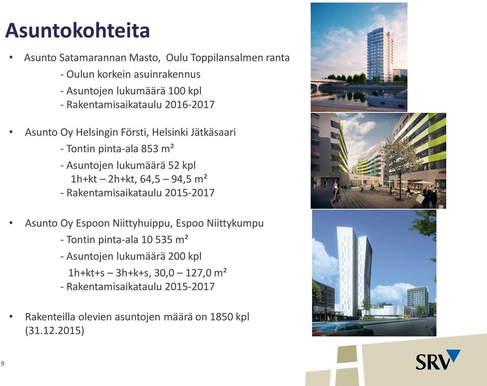 2h+kt, 64,5 94,5 m² - Rakentamisaikataulu 2015-2017 Asunto Oy Espoon Niittyhuippu, Espoo Niittykumpu - Tontin pinta-ala 10 535 m² -