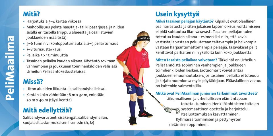 viikonlopputurnauksia, 2 3 peliä/turnaus 7 8 turnausta/kausi Peliaika 3 x 15 minuuttia Tasainen peliaika kauden aikana.