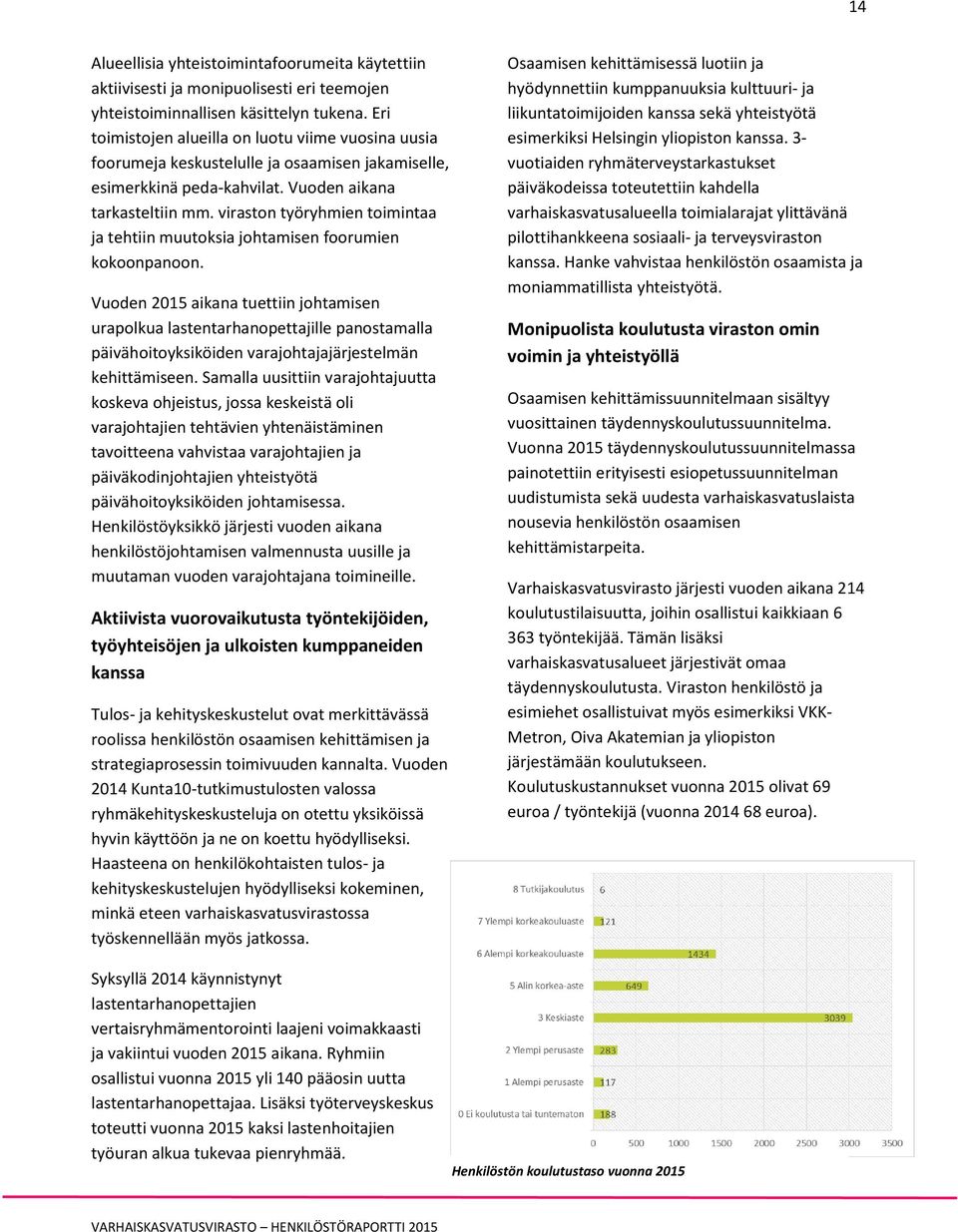 viraston työryhmien toimintaa ja tehtiin muutoksia johtamisen foorumien kokoonpanoon.
