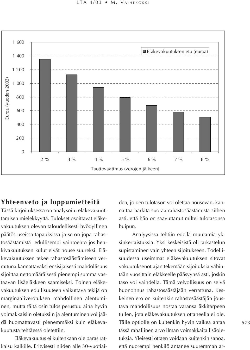 eläkevakuuttamisen mielekkyyttä.