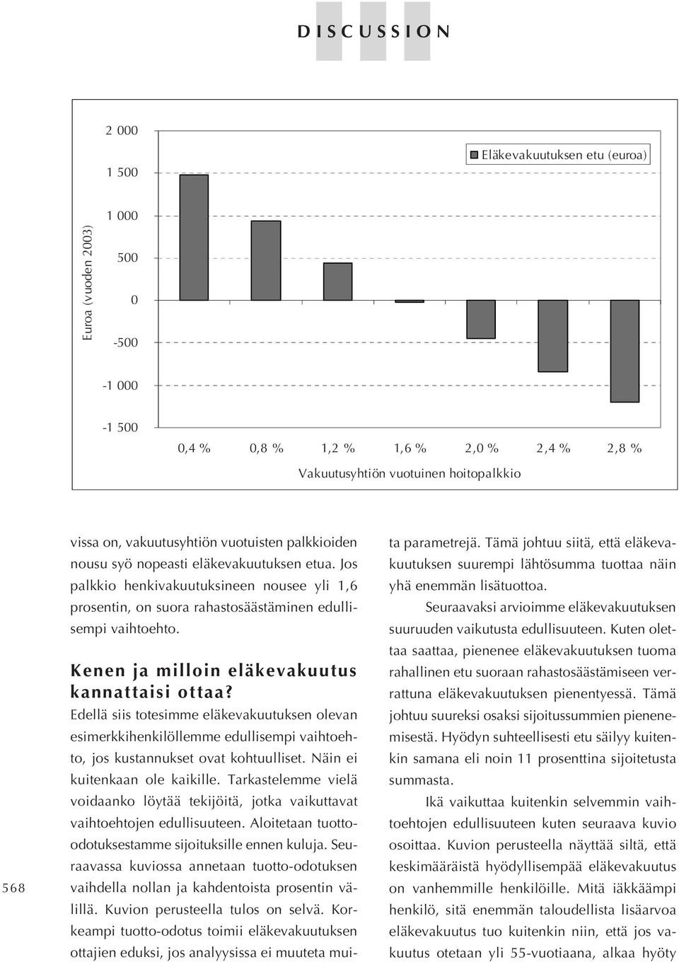 Edellä siis totesimme eläkevakuutuksen olevan esimerkkihenkilöllemme edullisempi vaihtoehto, jos kustannukset ovat kohtuulliset. Näin ei kuitenkaan ole kaikille.