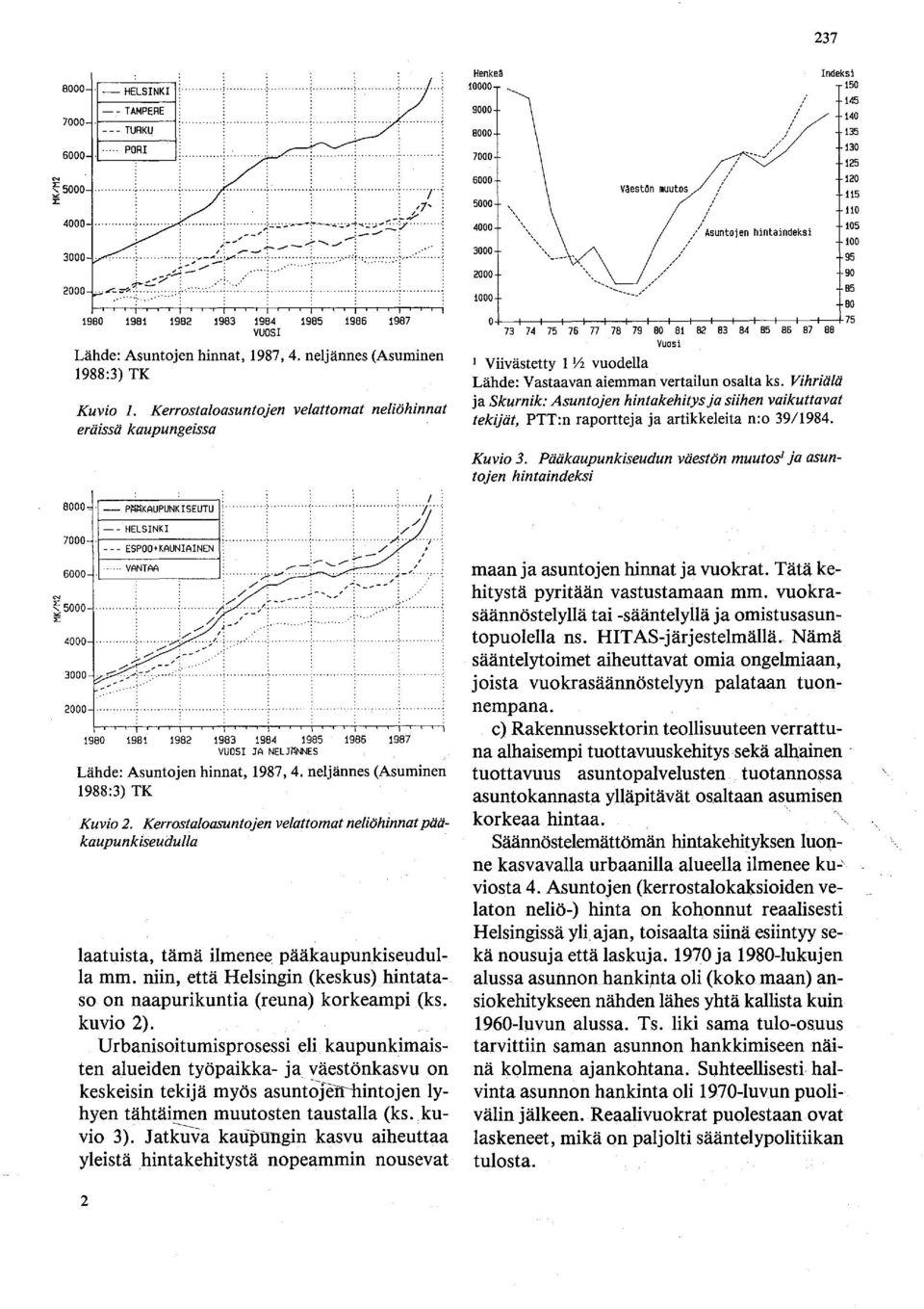 Kerrostaloasuntojen velattomat neliöhinnat eräissä kaupungeissa Henkeä 10000 9000 8000 7000 6000 5000 4000 3000 2000 1000 V3estön muutos..,,/.- -..._-_...,...' ~"... /' ~.