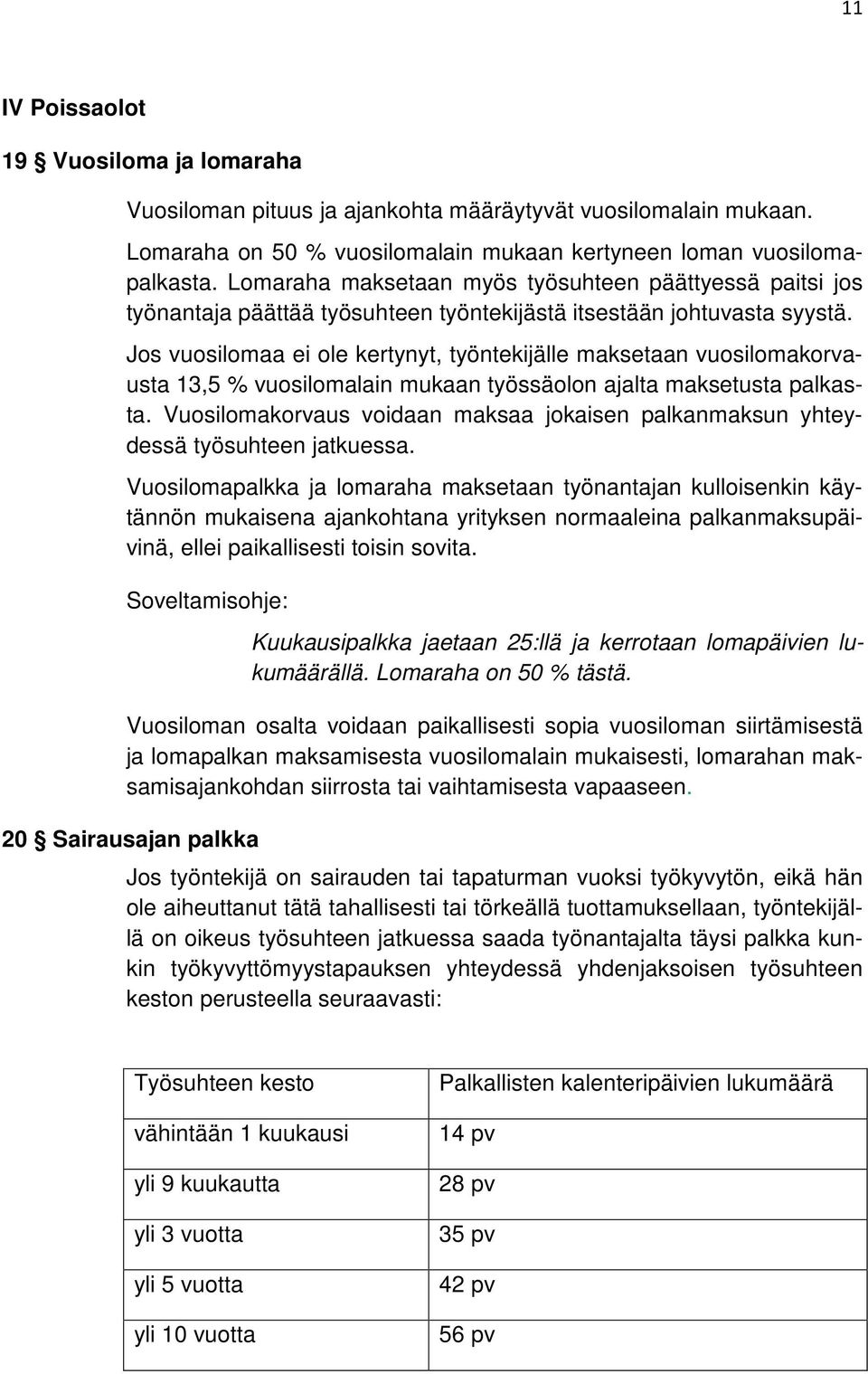 Jos vuosilomaa ei ole kertynyt, työntekijälle maksetaan vuosilomakorvausta 13,5 % vuosilomalain mukaan työssäolon ajalta maksetusta palkasta.