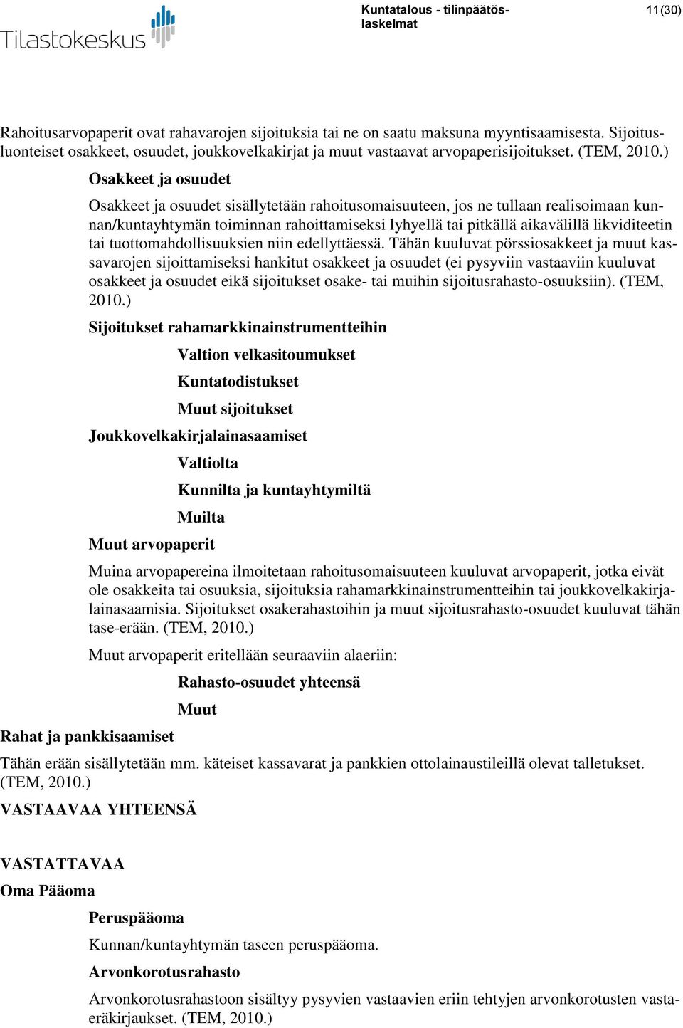 ) Osakkeet ja osuudet Osakkeet ja osuudet sisällytetään rahoitusomaisuuteen, jos ne tullaan realisoimaan kunnan/kuntayhtymän toiminnan rahoittamiseksi lyhyellä tai pitkällä aikavälillä likviditeetin