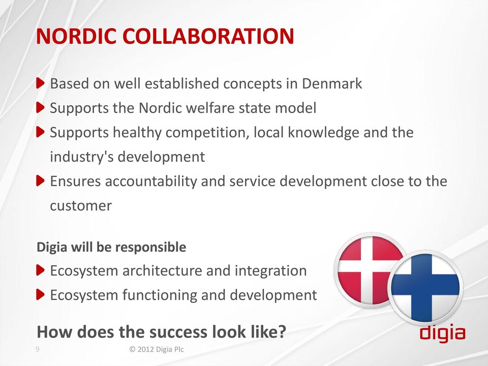 accountability and service development close to the customer Digia will be responsible Ecosystem