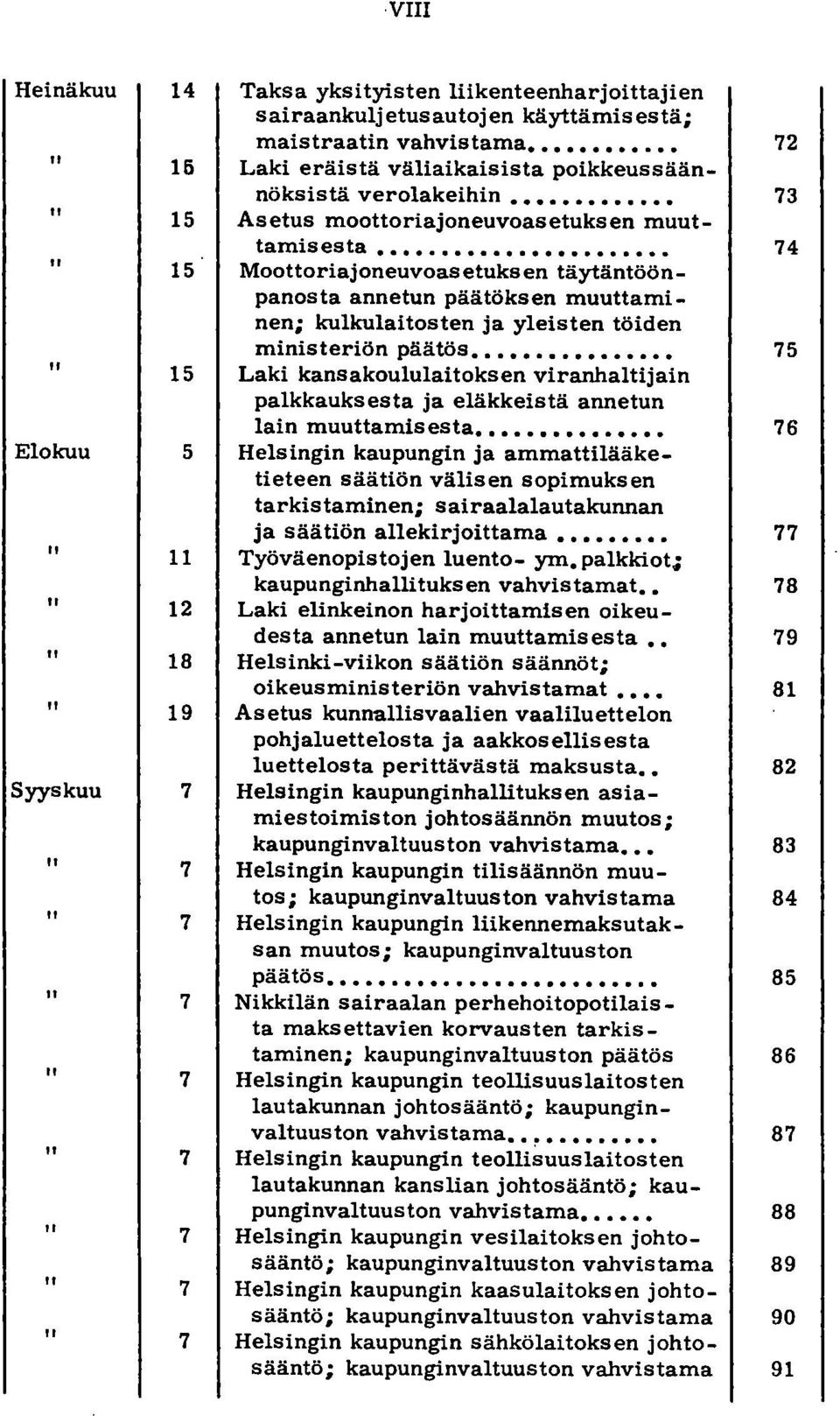 ....... 74 15 Moottoriajoneuvoas etuks en täytäntöönpanosta annetun päätöksen muuttaminen; kulkulaitosten ja yleisten töiden ministeriön päätös 75 15 Laki kansakoululaitoksen viranhaltijain