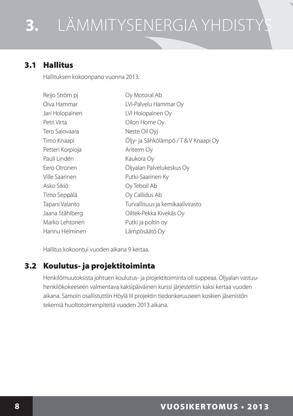 Marko Lehtonen Hannu Helminen Oy Motoral Ab LVI-Palvelu Hammar Oy LVI Holopainen Oy Oilon Home Oy Neste Oil Oyj Öljy- ja Sähkölämpö / T & V Knaapi Oy Ariterm Oy Kaukora Oy Öljyalan Palvelukeskus Oy