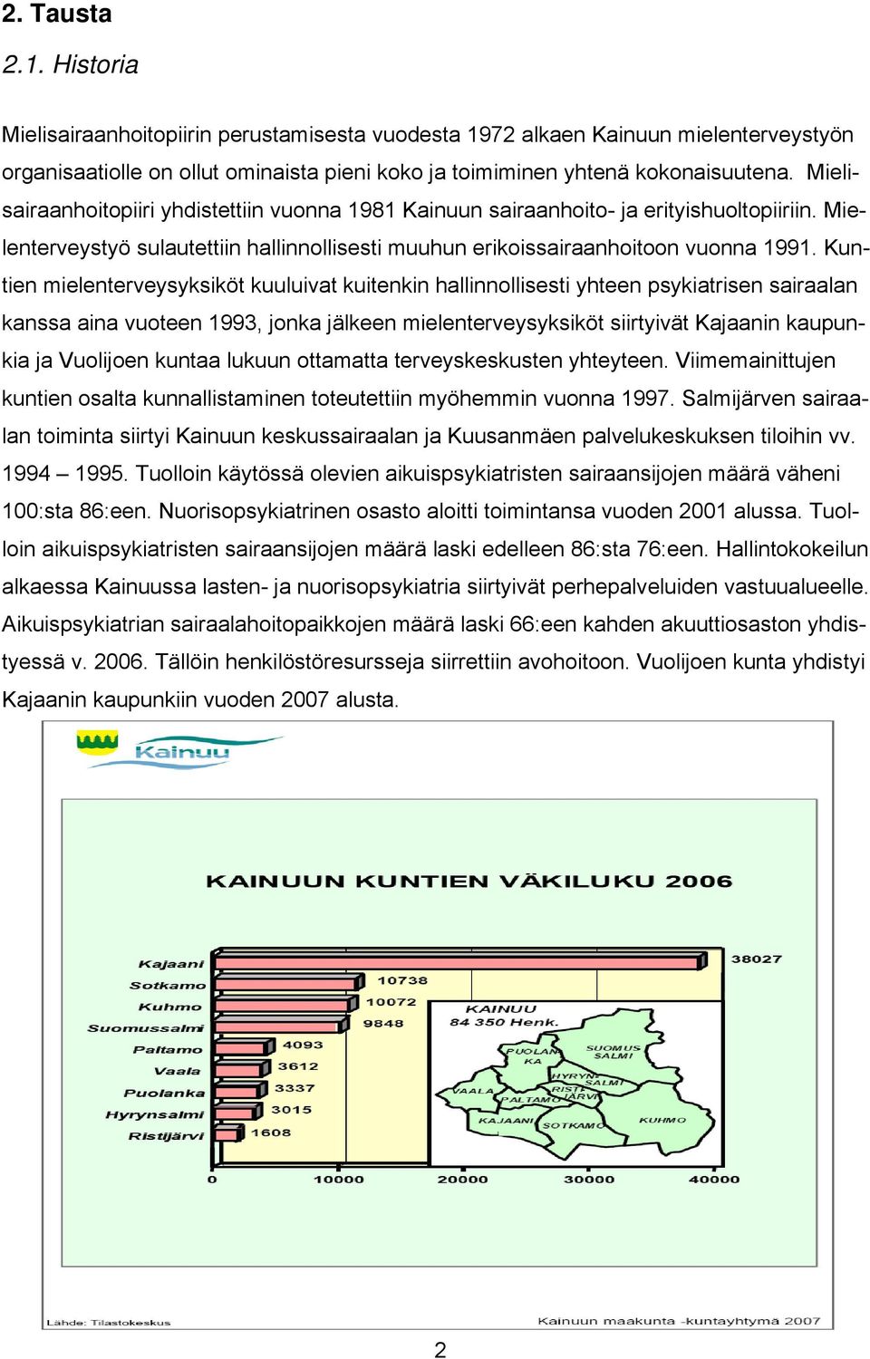 Kuntien mielenterveysyksiköt kuuluivat kuitenkin hallinnollisesti yhteen psykiatrisen sairaalan kanssa aina vuoteen 1993, jonka jälkeen mielenterveysyksiköt siirtyivät Kajaanin kaupunkia ja Vuolijoen