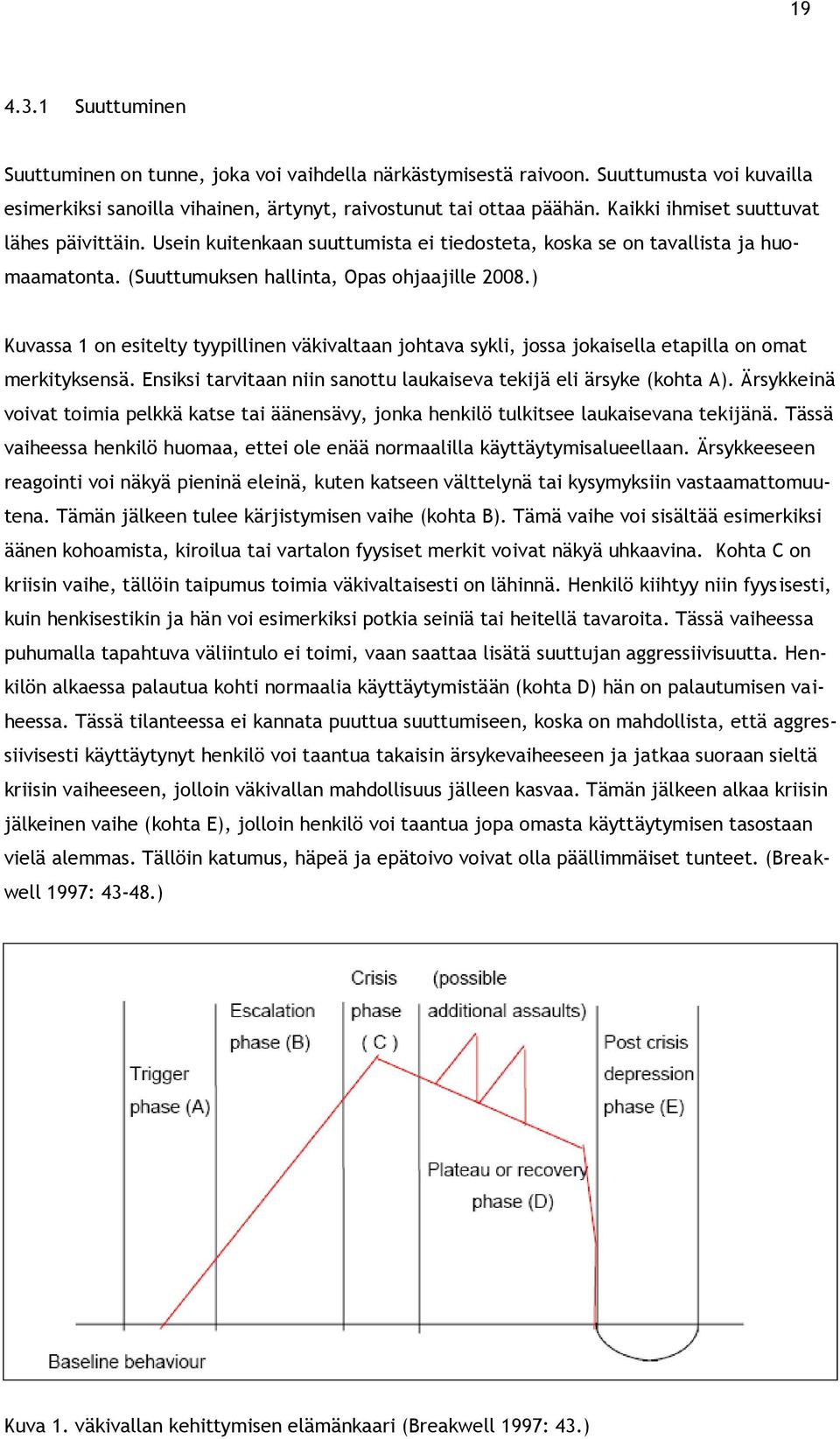 ) Kuvassa 1 on esitelty tyypillinen väkivaltaan johtava sykli, jossa jokaisella etapilla on omat merkityksensä. Ensiksi tarvitaan niin sanottu laukaiseva tekijä eli ärsyke (kohta A).