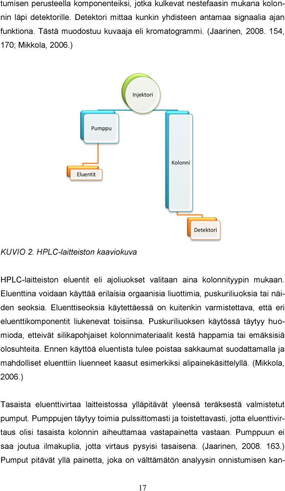 HPLC-laitteiston kaaviokuva HPLC-laitteiston eluentit eli ajoliuokset valitaan aina kolonnityypin mukaan.