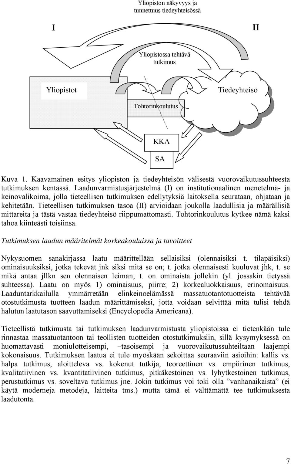 Laadunvarmistusjärjestelmä (I) on institutionaalinen menetelmä- ja keinovalikoima, jolla tieteellisen tutkimuksen edellytyksiä laitoksella seurataan, ohjataan ja kehitetään.