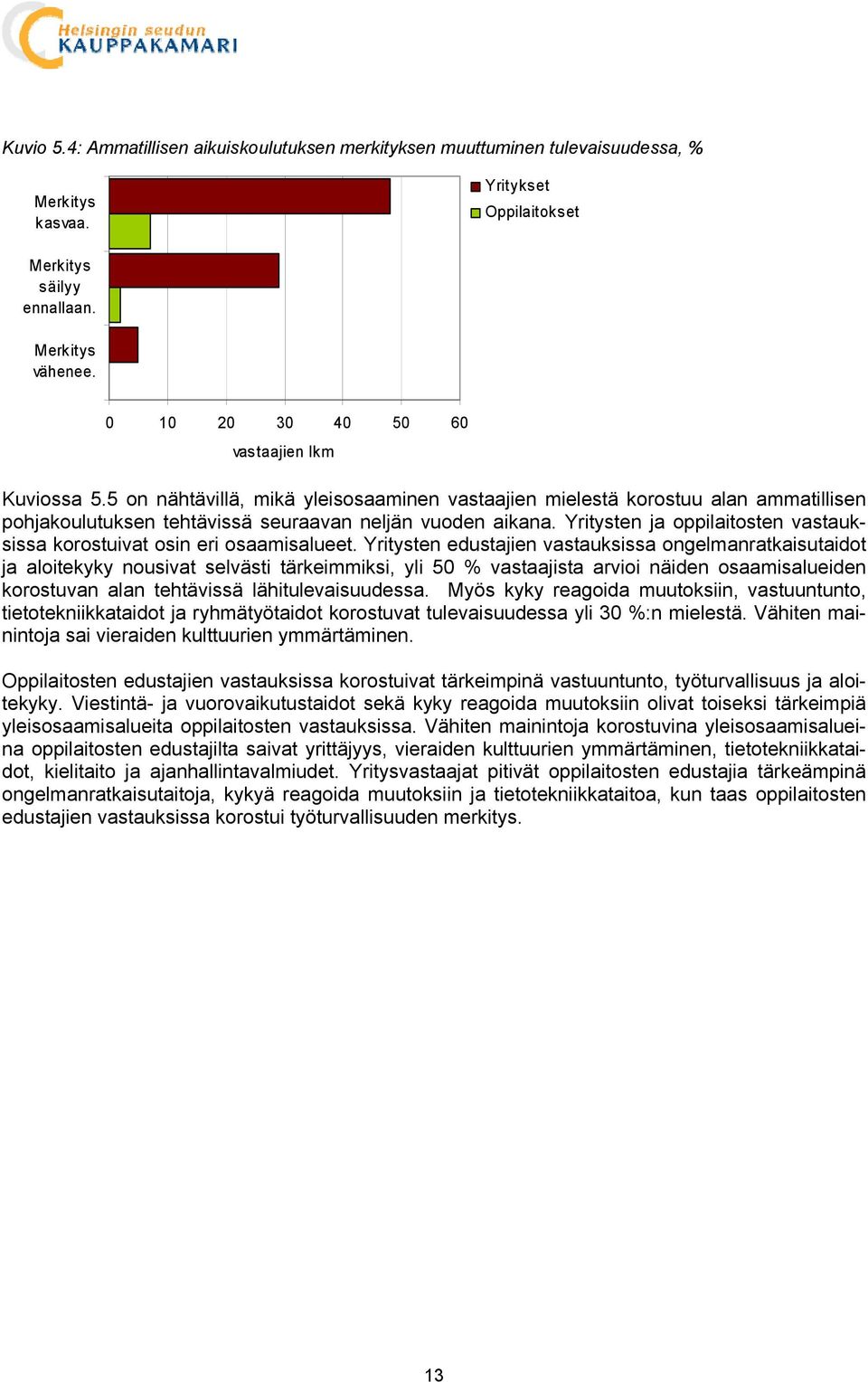 Yritysten ja oppilaitosten vastauksissa korostuivat osin eri osaamisalueet.