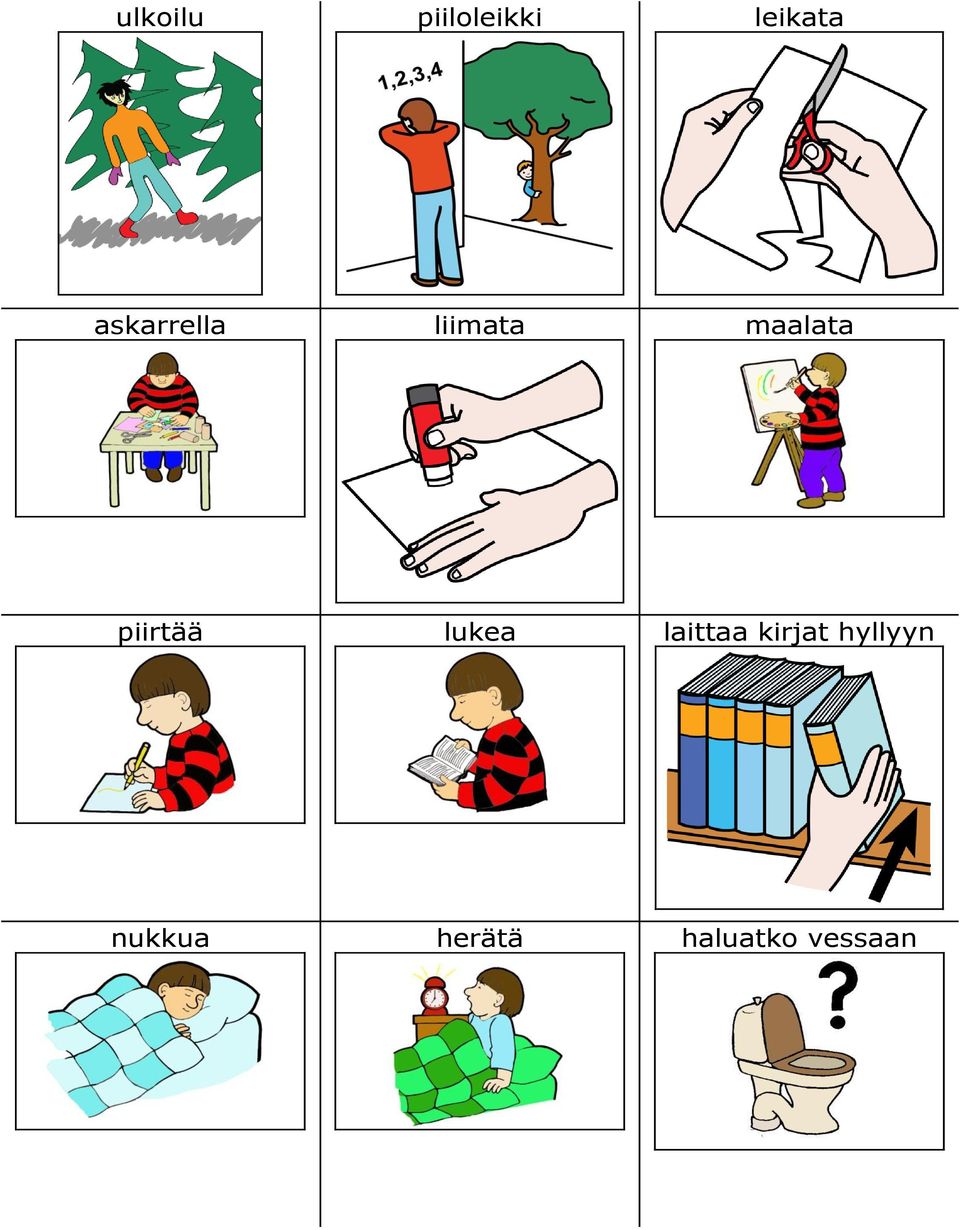piirtää lukea laittaa kirjat