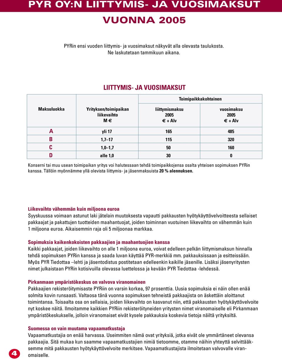 alle 1,0 30 0 Konserni tai muu usean toimipaikan yritys voi halutessaan tehdä toimipaikkojensa osalta yhteisen sopimuksen PYRin kanssa.