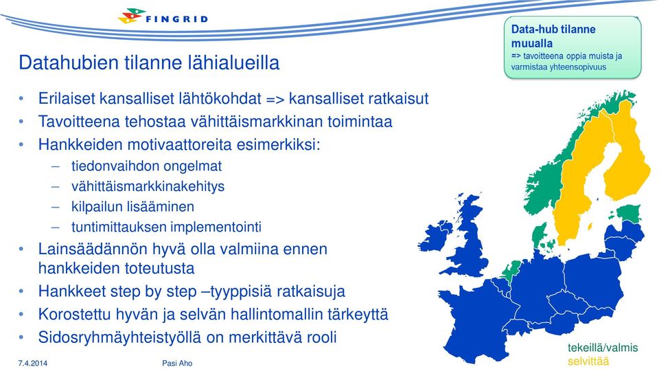 lisääminen tuntimittauksen implementointi Lainsäädännön hyvä olla valmiina ennen hankkeiden toteutusta Hankkeet step by step