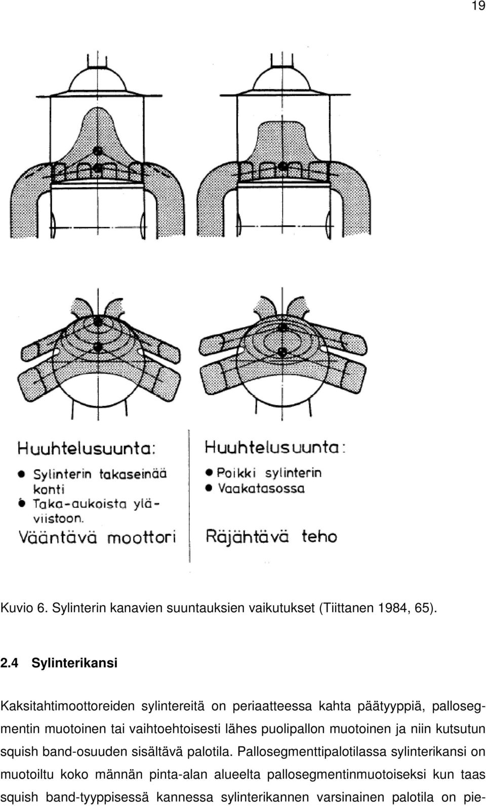 vaihtoehtoisesti lähes puolipallon muotoinen ja niin kutsutun squish band-osuuden sisältävä palotila.